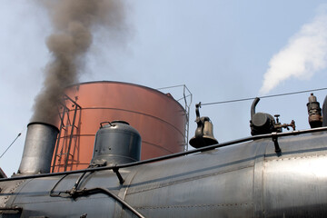 Upper part of old steam locomotive