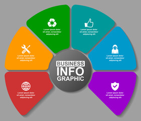 Business infographic vector template with 6 options