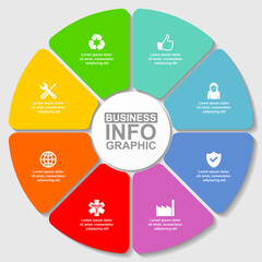 Business infographic vector template with 8 options