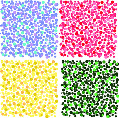 Set of spotted backgrounds colored on red, pink, blue, green, gold