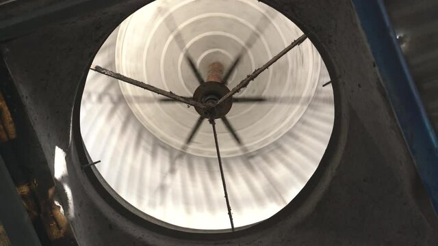 Circular rotation of an exhaust fan for Ventilate. Low angle view
