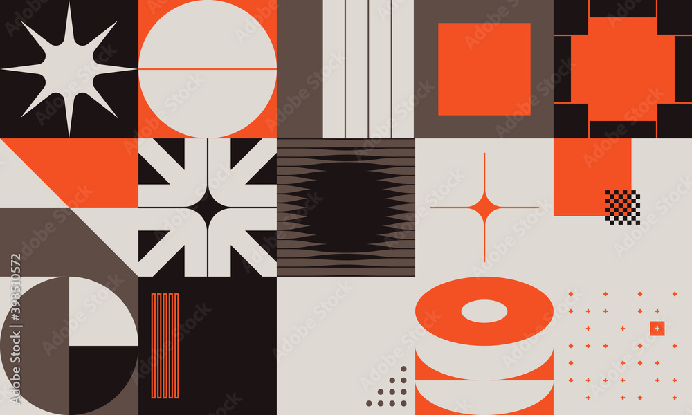 Wall mural modern swiss design aesthetics artwork with abstract modernism shapes and geometric pattern graphics