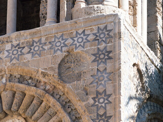 Architectural detail of Palermo, Sicily, Italy. A old building decoration in arab - norman style