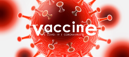 Fototapeta premium Anti Coronavirus disease COVID-19 infection medical vaccine with vaccine typography logo and copy space. New official name for Coronavirus disease named COVID-19, vector illustration