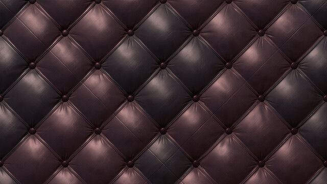 Close-up background of dark brown vintage Chesterfield leather sofa. 3D-rendering