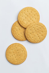 Round biscuits on white background
