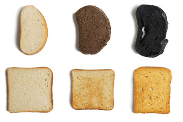 Various sliced bread on white background, isolated