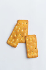 Salty cracker on white background