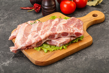 Raw pork ribs for cooking