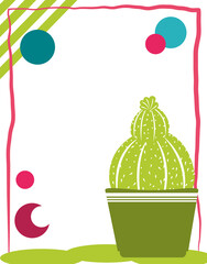 potted cactus greeting card template design