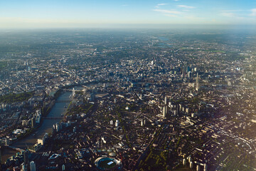 Aerial shot of the cityscape of London at daytime