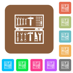 Open toolbox rounded square flat icons