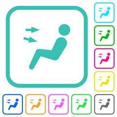 Car air flow direction head chest vivid colored flat icons