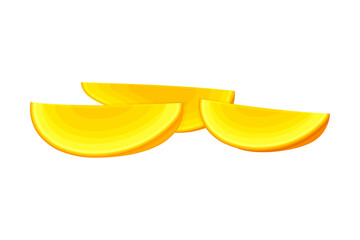 Ripe Orange Mango Fruit Cut in Sections Vector Illustration