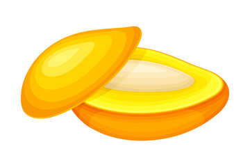 Ripe Orange Mango Fruit Cut in Halves Vector Illustration