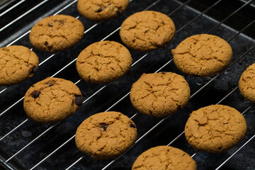 Butter biscuits on baking tray