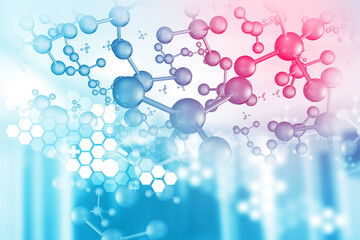 molecules on scientific background.3d illustration