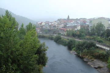 beautiful view of the citadel of Rivadavia in Galicia on a rainy day