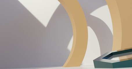 Abstract interior. 3d rendered illustration in 4k. Minimalistic background with empty space.