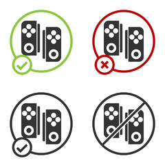 Black Gamepad icon isolated on white background. Game controller. Circle button. Vector Illustration.