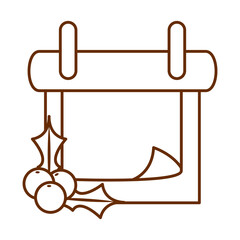 merry christmas, calendar holly berry decoration cartoon line icon