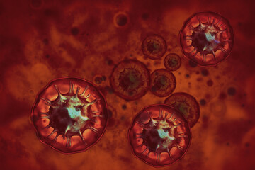 Viral disease, virus, bacteria, cell, 3d illustration