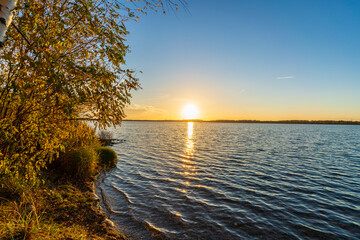 Romantic sunset at a lake
