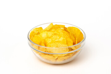 Potato chips and vegetables in composition 