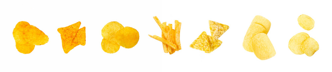 Various types of chips isolated on white