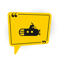 Fototapeta premium Black Submarine icon isolated on white background. Military ship. Yellow speech bubble symbol. Vector.