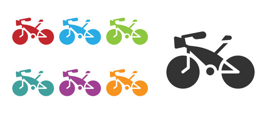 Black Bicycle icon isolated on white background. Bike race. Extreme sport. Sport equipment. Set icons colorful. Vector.