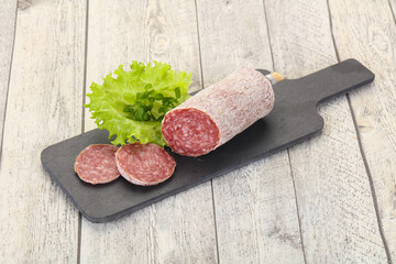 Italian dry Saliami pork sausage