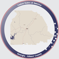 Large and detailed map of Gilmer county in Georgia, USA.