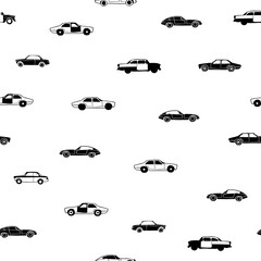 Vector black white vintage cars seamless pattern