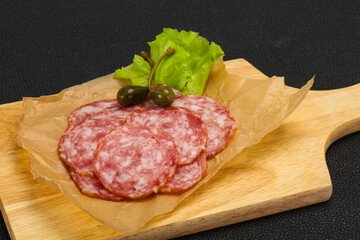 Spanish Salchichon sausage with salad