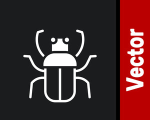 White Stink bug icon isolated on black background. Vector.