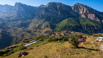 landscape of a village in the mountains