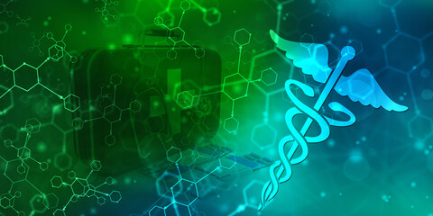 2d illustration caduceus medical symbol
