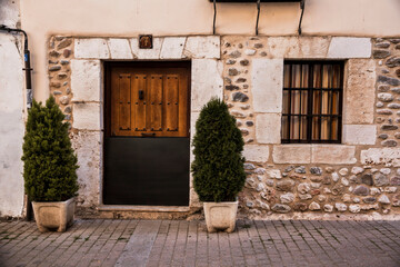 Fototapeta na wymiar Detail of Covarrubias houses in Burgos (Spain)