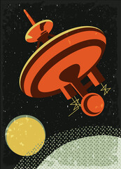 vector illustration, space retro postcard, vector