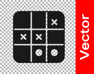 Black Tic tac toe game icon isolated on transparent background. Vector.