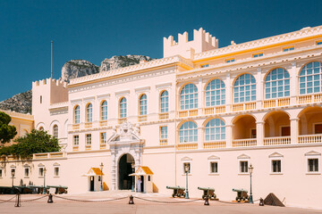 Monte-Carlo, Monaco. Royal palace, residence of Prince of Monaco - obrazy, fototapety, plakaty