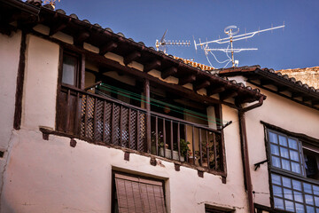 Balcony detail of Covarrubias in Burgos, Spain