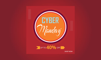 Cyber Monday poster template set. Discount Offer Design.