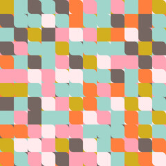 Abstract geometric background. Vector seamless pattern with simple geometric shapes in pastel colors. Retro scandinavian style.