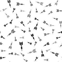 Black Dart arrow icon isolated seamless pattern on white background. Vector.