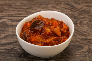 Eggplant saute with tomato and herbs