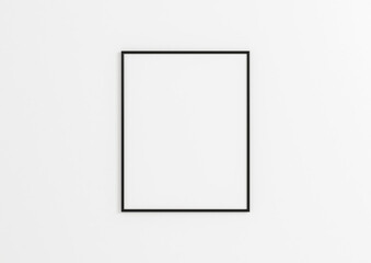 Vertical 8x10 Black Frame mockup. Vertical Black frames on a white wall.