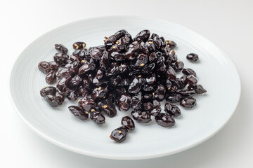 Bean side dish on white background