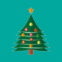 Christmas Tree Icon Vector Flat Background